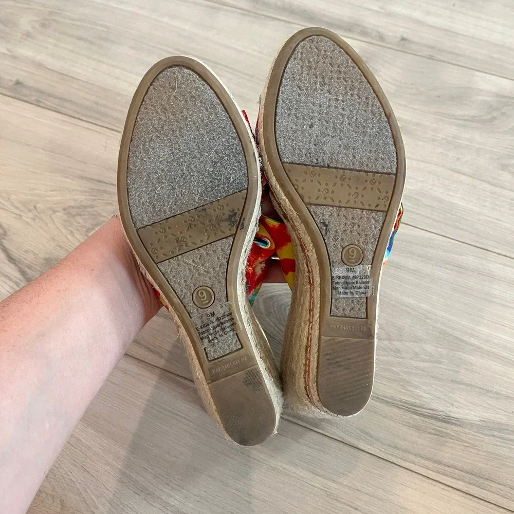 Etienne Aigner Krista Espadrille Wedge Sandals Watercolor Multi 9M Knotted Slide